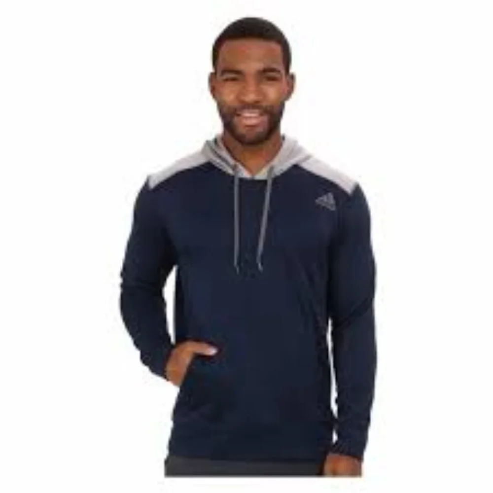 Adidas Men's Ultimate Fleece Pullover Hoodie Navy/Solid Grey Heather New